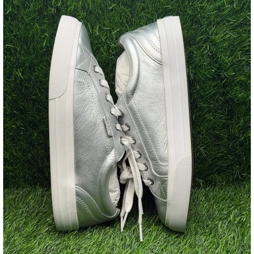 Taos Plim Soul Lux Silver Metallic Leather Sneakers Shoes PLX-13994A Womens 8.5